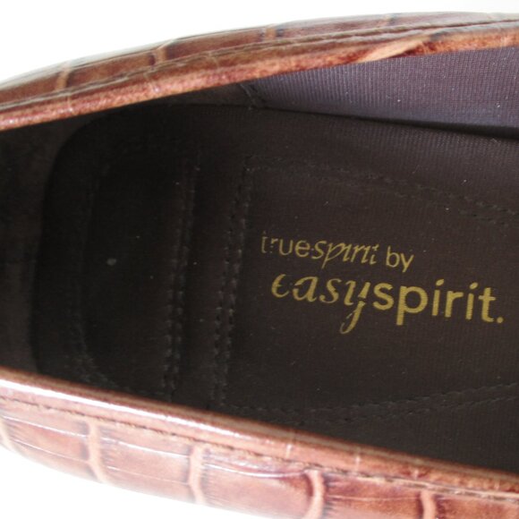 Easy Spirit Womens Brown Croco Penny Loafer w/2.5" Block Heel - Size 7.5M - Picture 6 of 10